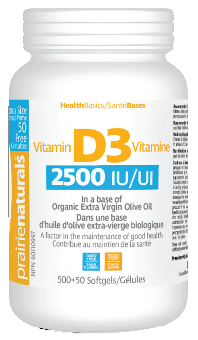 Prairie Naturals Vitamin D3 2500iu 550 softgels