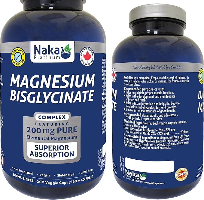 Naka Magnesium Bisglycinate 200mg 300 capsules