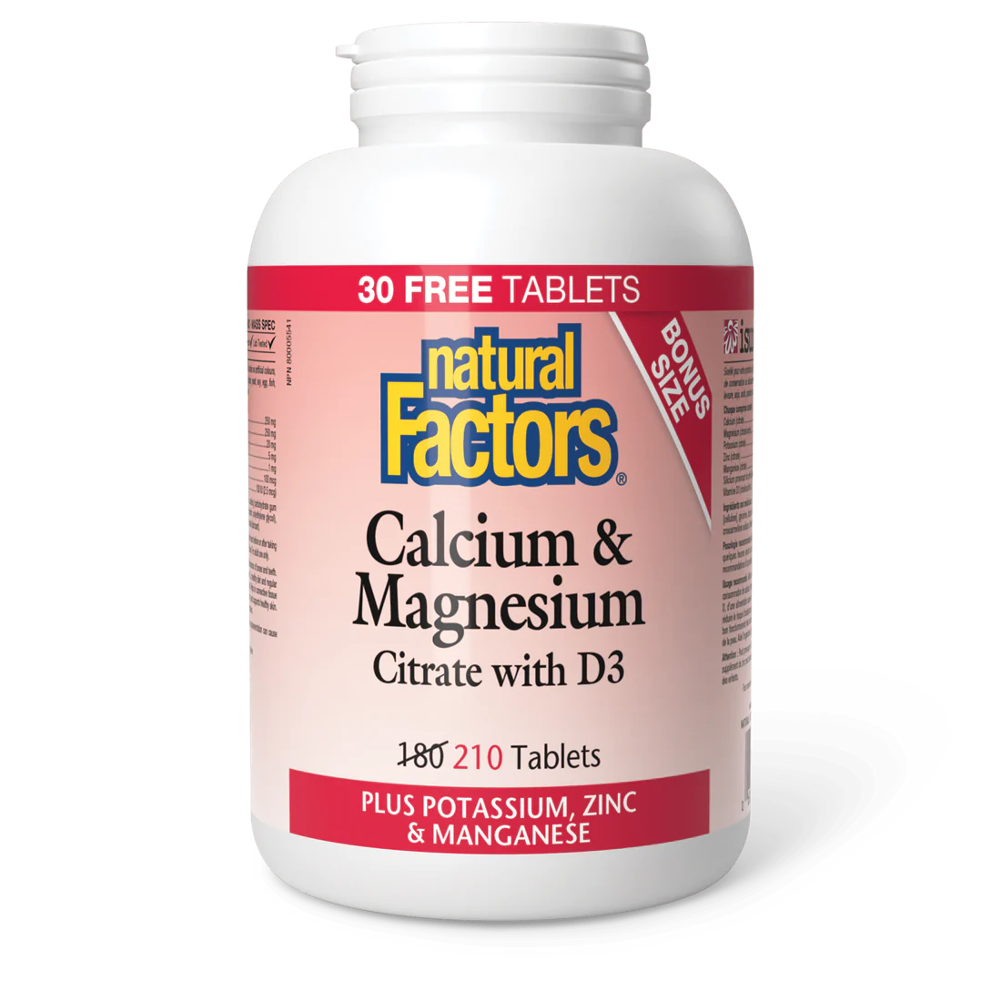 Natural Factors Calcium & Magnesium Citrate with D3 210 Tablets