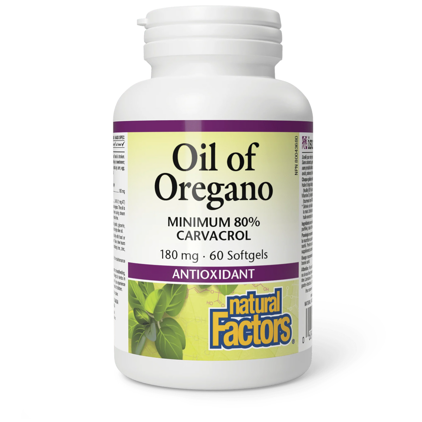 Natural Factors Oil of Oregano 60 Softgels