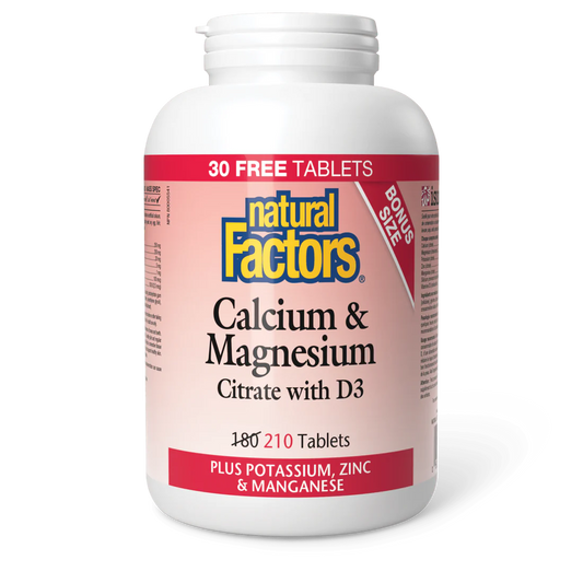Natural Factors Calcium & Magnesium Citrate with D3 210 Tablets