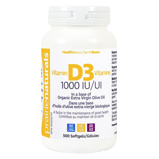 Prairie Naturals Vitamin D3 1000iu 500 softgels